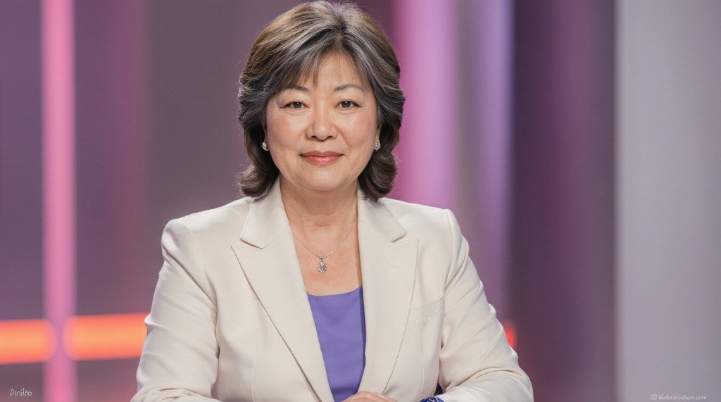 Nachrichtenmoderatorin im deutschen Fernsehstudio